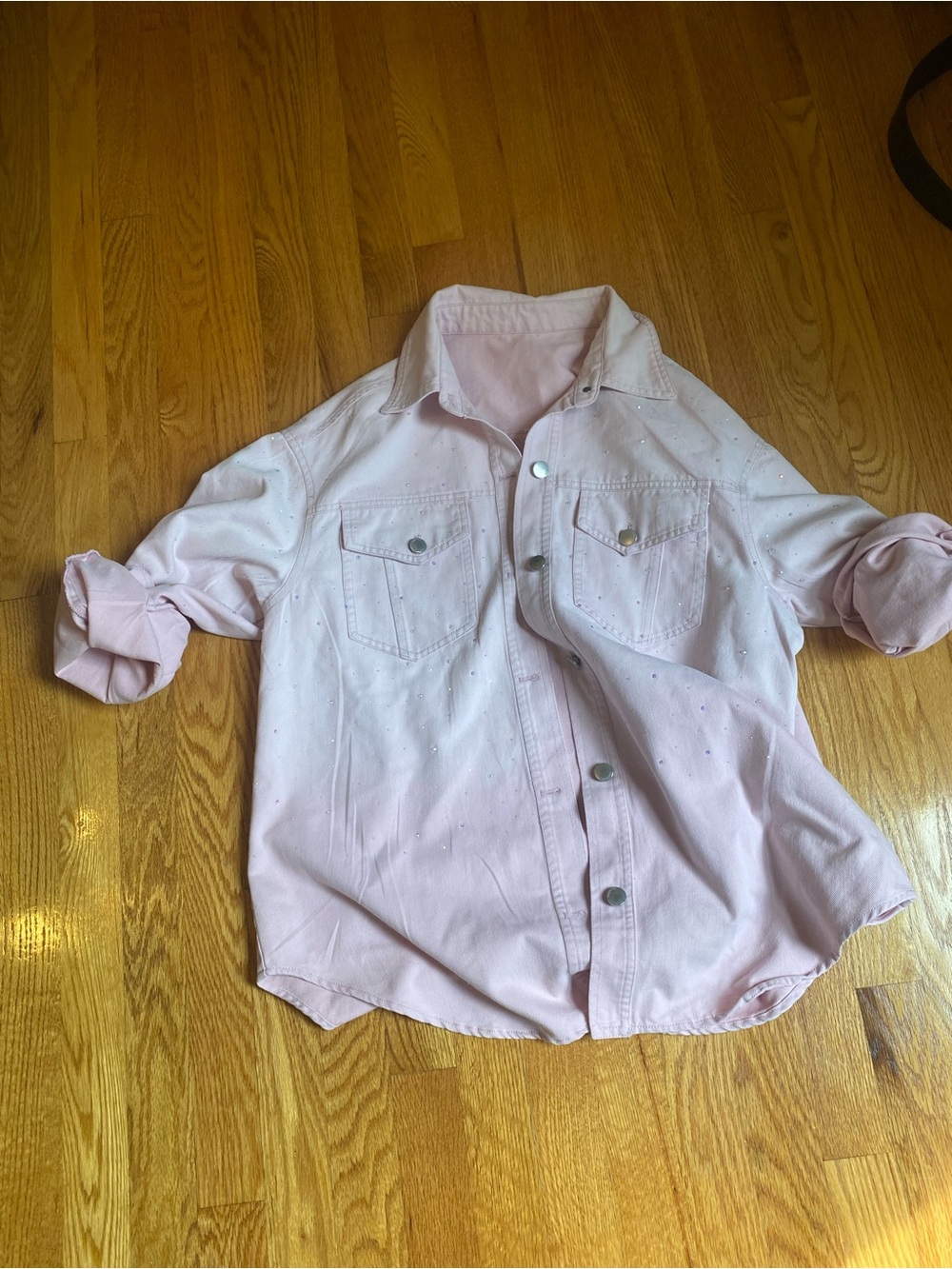 NWOT light Pink Button-Down Shirt with Subtle Stud Details